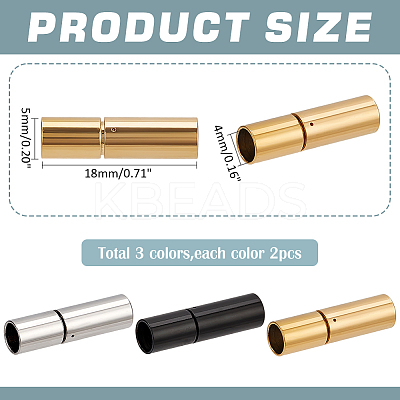 6Pcs 3 Colors 304 Stainless Steel Bayonet Clasps FIND-PH0021-89B-1