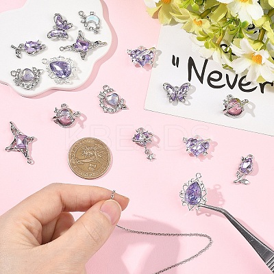 9Pcs 9 Styles Alloy Resin Pendants FIND-YW0012-23-1