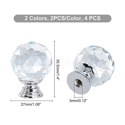 4Pcs 2 Style Quartz Crystal Drawer Knobs FIND-FH0002-85-1