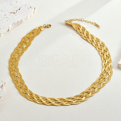 201 Stainless Steel Mesh Chain Necklaces NJEW-H085-01G-1