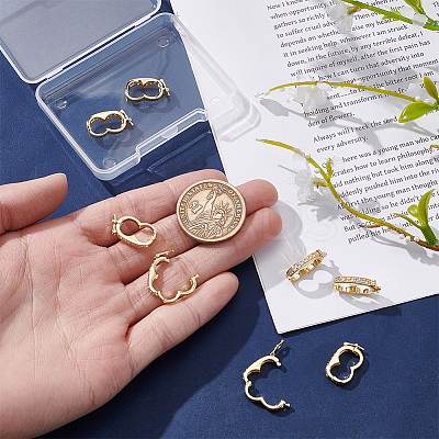 8Pcs Rack Plating Brass Micro Pave Clear Cubic Zirconia Twister Clasps ZIRC-WR0001-04G-1