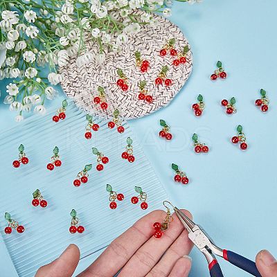 40Pcs Glass & Acrylic Beaded Charms FIND-SZ0003-73-1