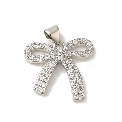 Rack Plating Brass Micro Pave Clear Cubic Zirconia Pendants KK-S366-23P-1