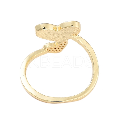 Rack Plating Heart Brass Micro Pave Cubic Zirconia Open Cuff Rings for Women RJEW-B064-16G-1