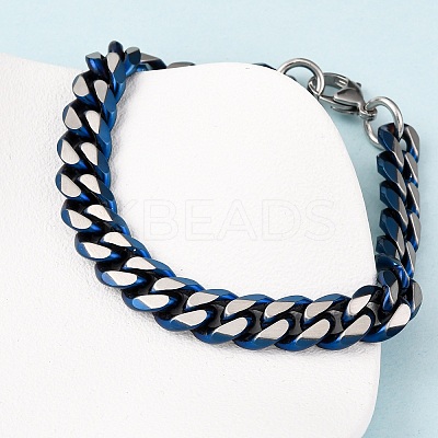 304 Stainless Steel Cuban Link Chain Bracelets for Men Women BJEW-C124-04A-01-1