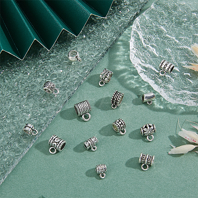 140pcs 14 style Tibetan Style Alloy Tube Bails TIBE-DC0001-13-1