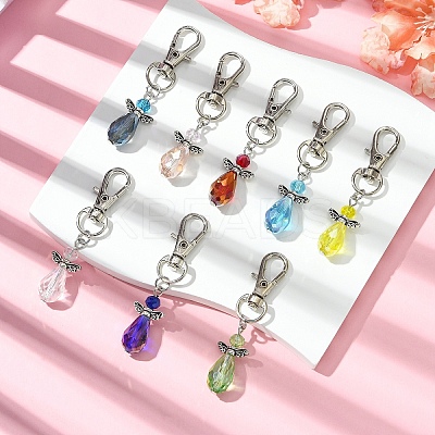 Angel Glass & Alloy Pendant Decoration HJEW-YW00026-01-1