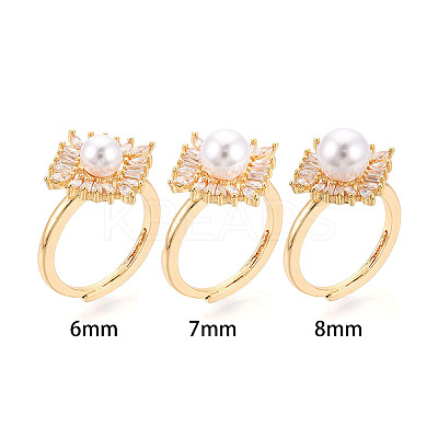 Rhombus Brass Micro Pave Clear Cubic Zirconia Cup Peg Ring Settings KK-T076-17G-1