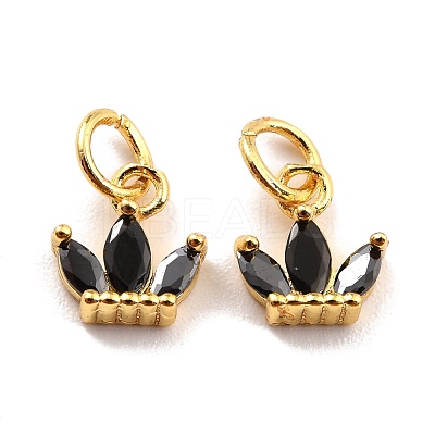 Brass Cubic Zirconia Charms KK-A156-02G-RS-1