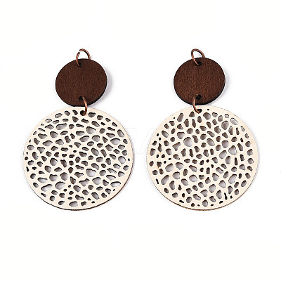 Bohemian Retro Hollow Flat Round Leather Pendants FIND-N007-02A-01-1