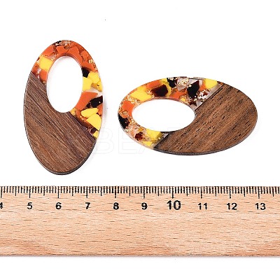 Transparent Resin and Walnut Wood Pendants RESI-T057-02M-1