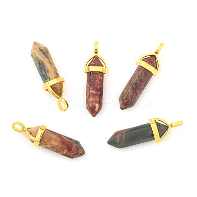 Natural Polychrome Jasper/Picasso Stone/Picasso Jasper Bullet Double Terminated Pointed Pendants G-G902-B26-1