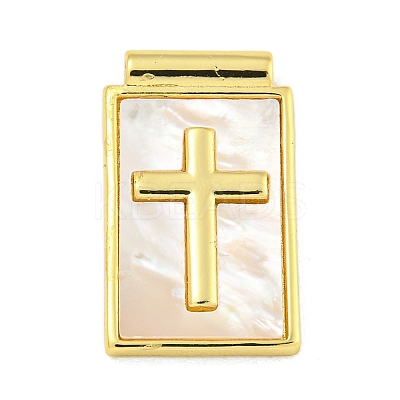 Rack Plating Brass Pave Shell Pendants KK-Z053-26G-01-1