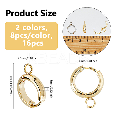 201 Stainless Steel Huggie Hoop Earring Findings FIND-DC0006-43B-1