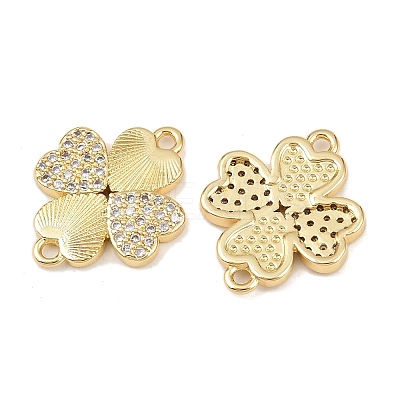 Brass Micro Pave Cubic Zirconia Connector Charms KK-L251-16G-1