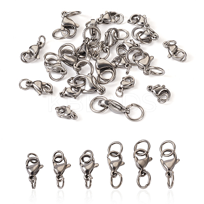 30Pcs 6 Styles 304 Stainless Steel Lobster Claw Clasps STAS-TA0001-83P-1