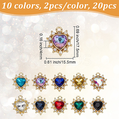 20Pcs 10 Colors Golden Alloy Pendants FIND-FI0001-25-1