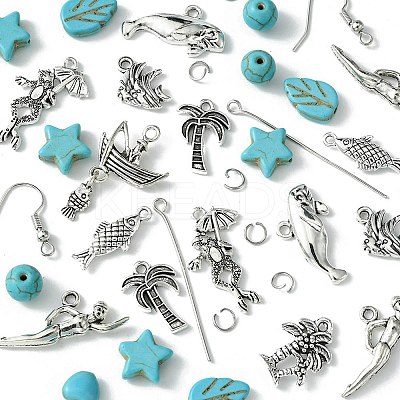 DIY Mixed Shapes Alloy & Synthetic Turquoise Dangle Earring Making Kits DIY-FS0006-33-1