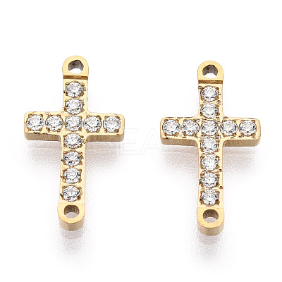 316 Surgical Stainless Steel Clear Cubic Zirconia Connector Charms STAS-ZX042-22G-1