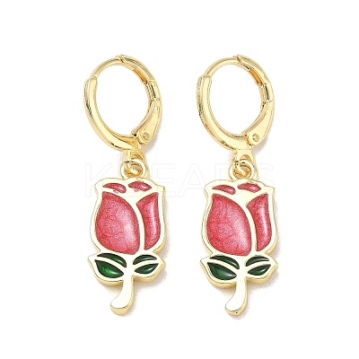Valentine's Day Brass Enamel Hoop Earrings for Women EJEW-G464-01G-02-1