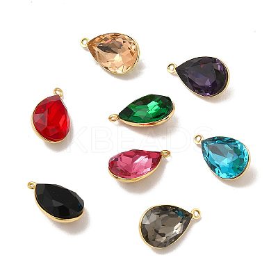 Rack Plating Brass Glass Pendants KK-A177-22G-1