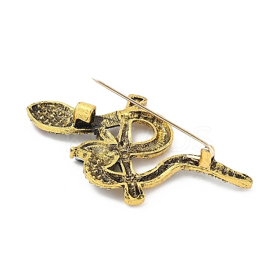 Snake Alloy Rhinestone Brooches for Backpack Clothes JEWB-Z040-01A-AG-1