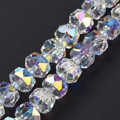 Electroplate Transparent Glass Beads Strands EGLA-H101-03A-1