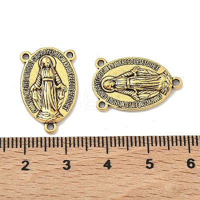 Holy Oval Carved Virgin Mary Tibetan Style Alloy Chandelier Component Links S-TIBEP-LF0961YKG-AG-1