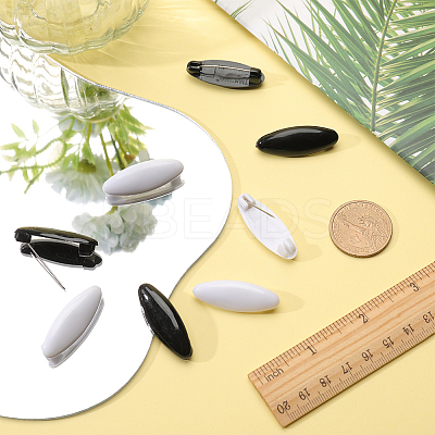 8Pcs Plastic Oval Brooch Pins JEWB-WH0023-51P-01-1
