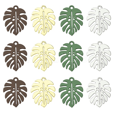 24Pcs 4 Colors Baking Paint Alloy Pendants ENAM-FS0002-28-1
