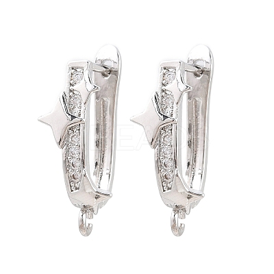 Brass Micro Pave Cubic Zirconia Hoop Earring Findings CU-CBAB5B4-04P-1