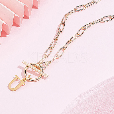 304 Stainless Steel Letter Pendant Necklaces NJEW-LP0001-52U-G-1