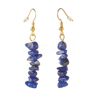 Natural Lapis Lazuli Chip Beaded Dangle Earrings EJEW-JE04788-09-1