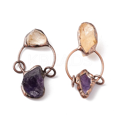 Raw Rough Natural Amethyst & Citrine Big Pendants G-I324-03R-02-1