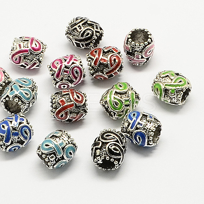 Alloy Awareness Ribbon Enamel European Beads MPDL-R036-18-1