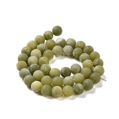 Round Frosted Natural TaiWan Jade Bead Strands X-G-M248-10mm-02-1
