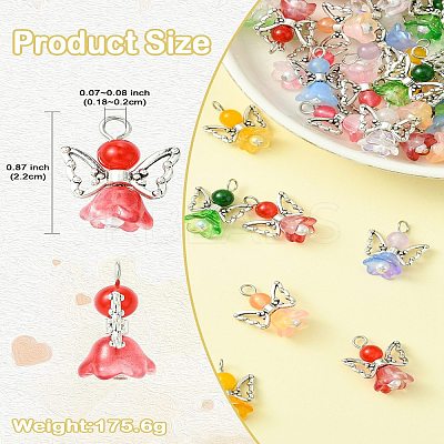 60Pcs 10 Colors Gradient Color Glass Pendants PALLOY-CJ00061-1