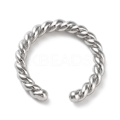 Rack Plating Brass Twist Rope Shape Open Cuff Rings for Women RJEW-Q777-01P-1