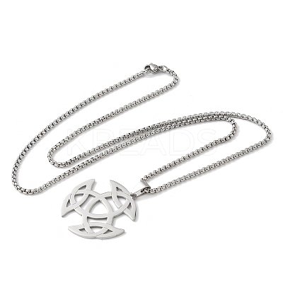 201 Stainless Steel Viking Triquetra Knot Pendant Necklaces LS-NJEW-H065-06P-1