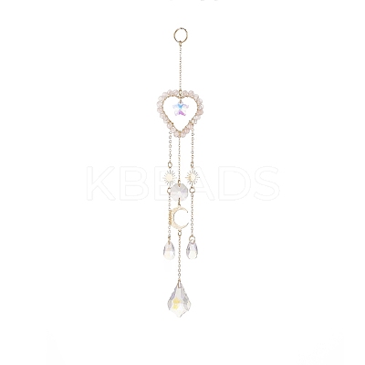 Glass Teardrop & Star Window Hanging Suncatchers HJEW-JM00905-01-1
