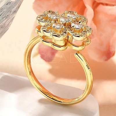 Flower Rotatable Finger Ring for Women RJEW-U035-01G-06-1