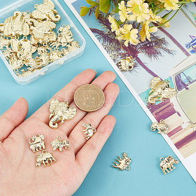 50Pcs 5 Style Rack Plating Alloy Pendants Rhinestone Settings FIND-CA0004-83-1