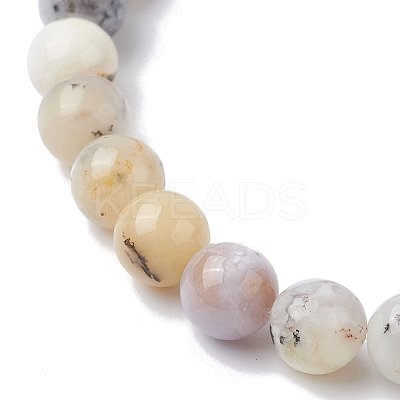 Natural African Opal Round Beaded Stretch Bracelets BJEW-JB09917-01-1