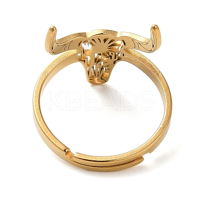 Cattle 201 Stainless Steel Adjustable Rings for Women LS-RJEW-F163-02G-1