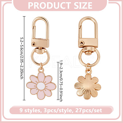 27Pcs 9 Styles Daisy Alloy Enamel Pendant Decoration HJEW-NB00269-1