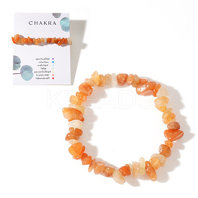 Natural Sunstone Chips Bead Stretch Bracelets for Women Men CI5318-5-1