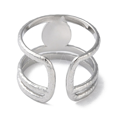 Non-Tarnish 304 Stainless Steel Open Cuff Ring Components X-STAS-Q308-06P-1
