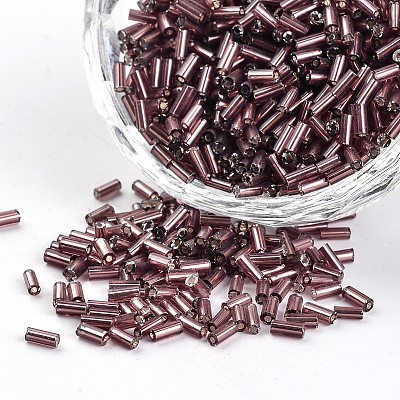 Silver Lined Round Hole Glass Bugle Beads SEED-I001-56-1