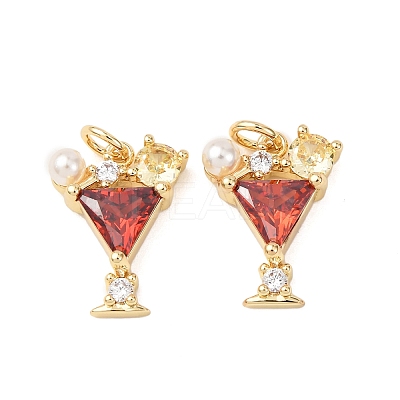 Brass Micro Pave Cubic Zirconia Pendants KK-D019-25G-1