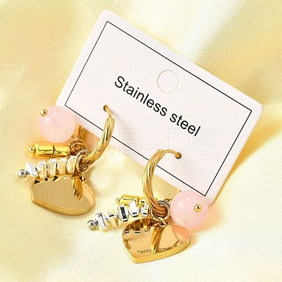 304 Stainless Steel Glass Beads Hoop Earrings EJEW-D308-08PG-1